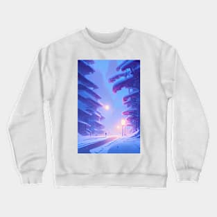 Anime Snowy Street Lights Christmas Landscape Crewneck Sweatshirt